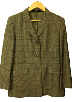 Marks & Spencer Womens Khaki Mix Size 14 Petite Check Tweed Jacket