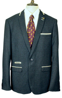 Marc Darcy Glen 44R Blue Modern Mens Smart Formal Tweed Jacket
