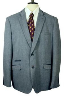 Cavani Mens 50" Blue Modern Slimfit Tweed Casual Smart Occasional Jacket