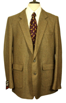 Vintage 1970's Dunn & Co Brown 1116cm/46" Long Wool Tweed Country Jacket