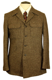 Vintage Dhobi 38" Brown Mix 4-Button Front Stylish Mens Tweed Sporting Jacket