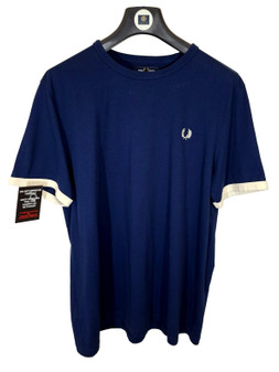 Fred Perry Blue Large Mens Casual Smart Cotton TShirt