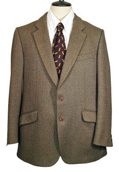 Vintage Swaine Adeney Bladen 44R Brown Mix Tailored Tweed Jacket