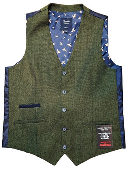 Fratelli Uniti Green Size 36" Tweed Modern Waistcoat