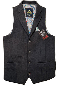 Marc Darcy Grey 36R Charcoal Grey Mens Modern Waistcoat