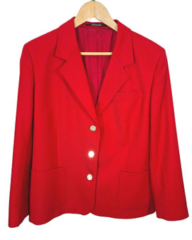 DAKS Signature London Ladies UK 14 Red 100% Wool Blazer Jacket