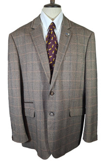 House of Cavani Mens Blazer UK 52 Brown Herringbone Check Smart Jacket