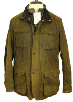 Barbour Ogston Mens Olive Green Large Waxed Cotton Slim Fit Country Jacket