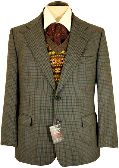 VINTAGE MENS 42" LIGHT WEIGHT GREY MIX HOUNDSTOOTH TWEED JACKET