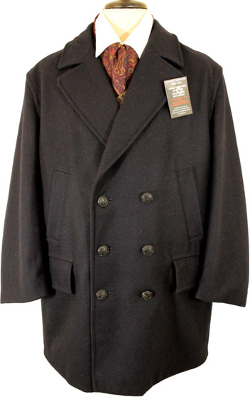 VINTAGE GLOVERALL 42" NAVY BLUE MENS DOUBLE BREASTED COAT