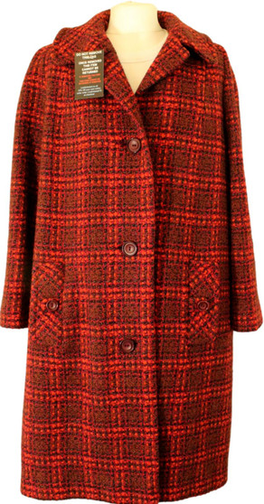 VINTAGE CANDA LADIES SIZE 16 RED MIX ELEGANT WOOL COAT