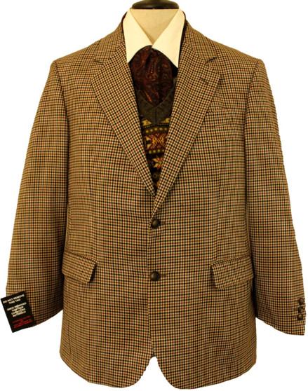 VINTAGE DUNN & CO MENS 40R BROWN MIX CHECK TWEED JACKET