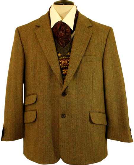 BROOK TAVERNER SAXONY SUPREME MENS 44" SHORT BROWN MIX TWEED JACKET