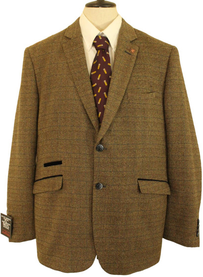 CAVANI MENS 46" BROWN MIX MODERN SLIM-FIT TWEED JACKET