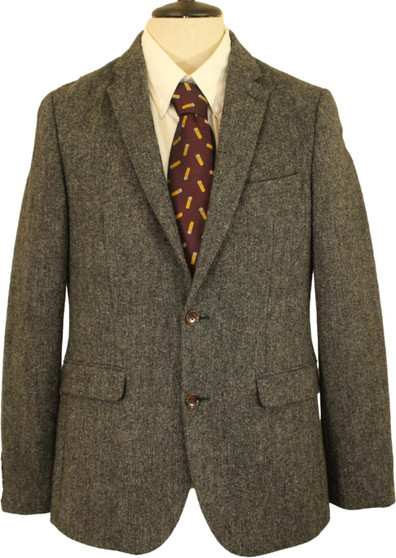 BURTON MONTAGUE MENS 40" GREY SHETLAND FITTED TWEED JACKET