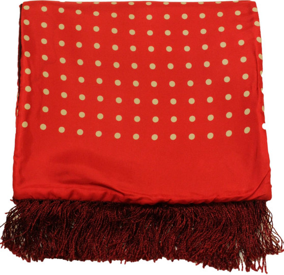 VINTAGE MICHELSONS OF LONDON RED SPOTTED REVERSIBLE LAMBSWOOL SCARF
