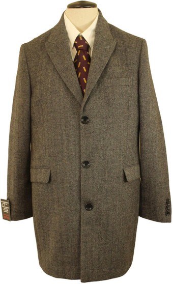 PETERWERTH MENS MEDIUM 3/4 QUARTER CHARCOAL HERRINGBONE MODERN TWEED COAT