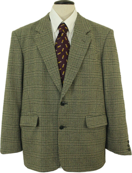 VINTAGE OAKMAN MENS 42R GREEN/GREY MIX WINDOWPANE TWEED JACKET
