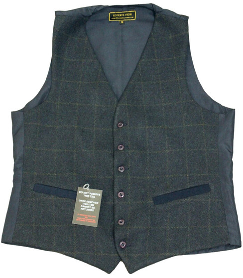 REGENTS VIEW MENS MEDIUM BLUE TWEED WAISTCOAT