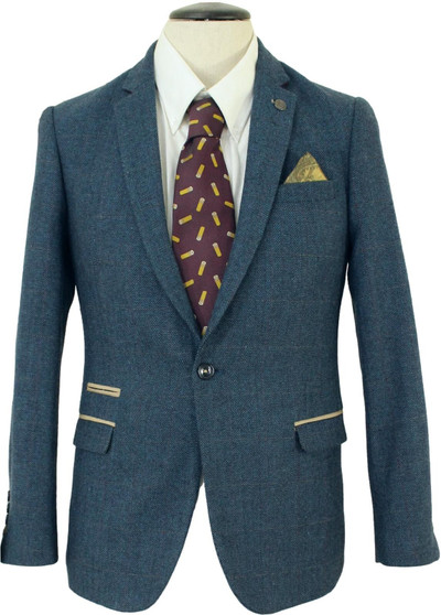 MARC DARCY DION MENS 34" XSMALL BLUE MODERN TWEED JACKET