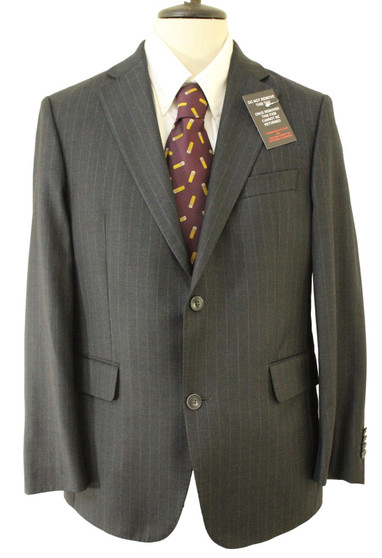 Vintage Daks Grey Pinstripe 38 Short Modern Suit Two Button Double Vent Jacket