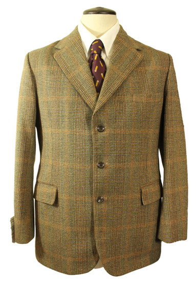 Vintage Thornproof Twist British Lynton 40" 3-Button Brown Mix Plaid Jacket