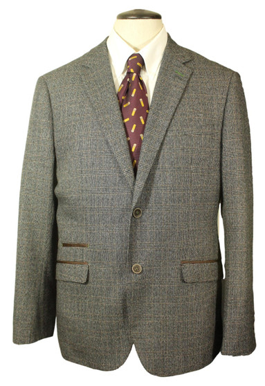 Cavani Grey Plaid Modern 42" Tweed Men's Smart Jacket