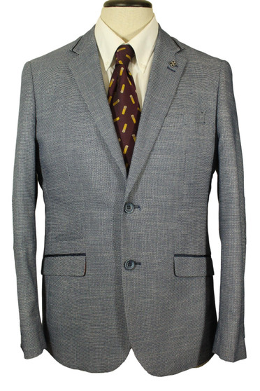 Cavani Blue 38R Modern Men's Tweed Jacket