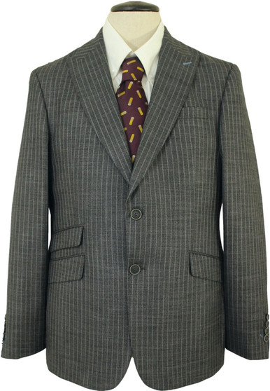HOUSE OF CAVANI SIGNATURE MENS 40" GREY MODERN PINSTRIPE JACKET