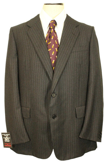 1986 Chester Barrie 42" Geoffrey Davis Grey Pinstriped Tailored Suit Jacket