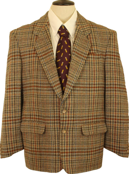 VINTAGE MENS TWEED SMALL 42" SHORT POLO COMPANY BROWN MIX TWEED JACKET