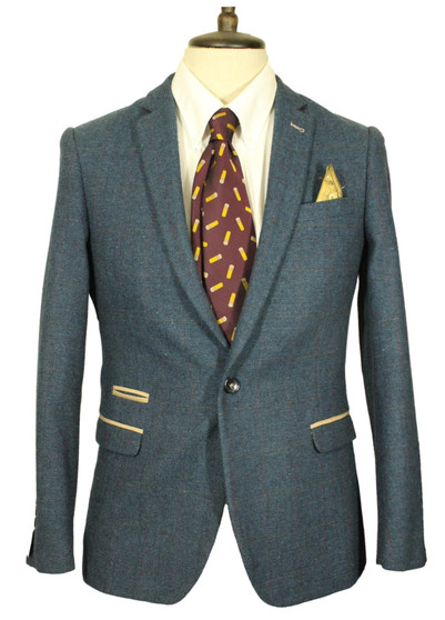 Marc Darcy Dion Blue 36" Blue Dion Modern Tweed Men's Jacket