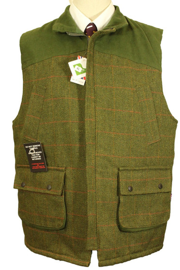 Walker & Hawkes Derby Tweed Green XL Shooting Contry Vest Waistcoat