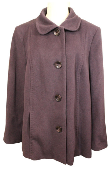 Viyella Purple Ladies Gold Label Size 20 Wool Winter Coat