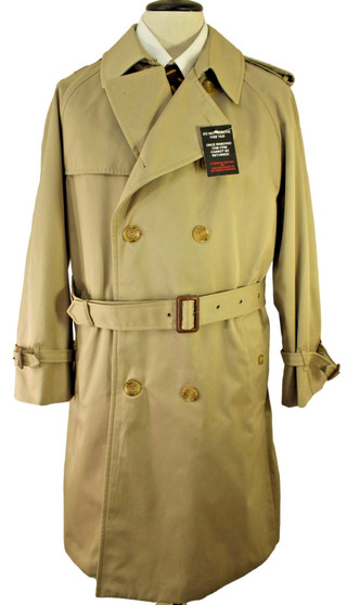 VINTAGE ST MICHAEL BEIGE 38-40" TRENCH COAT DOUBLE BREASTED RAGLAN BELTED COAT