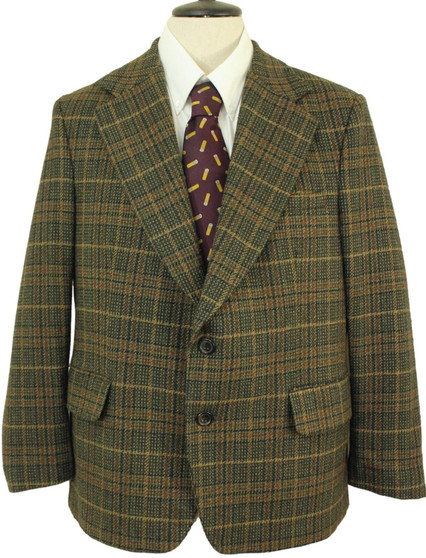 VINTAGE GUARDS S.SCHNEIDERS MENS 42" SHORT BROWN/GREEN TAILORED TWEED JACKET