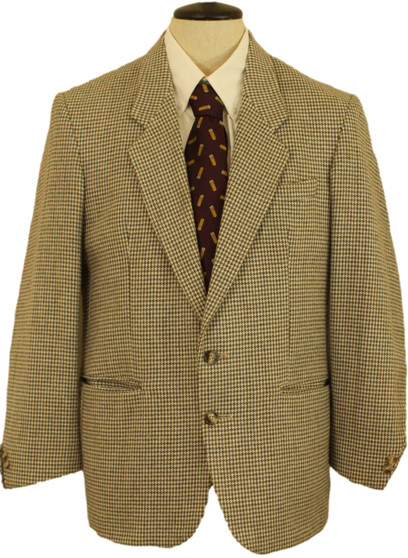 VTG BROWN MIX  BRITISH MENS 40" SHORT CHECK TWEED JACKET