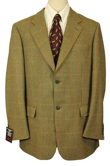 Douglas Gold Green Check 44" Long Teviotex Scottish Tweed Jacket