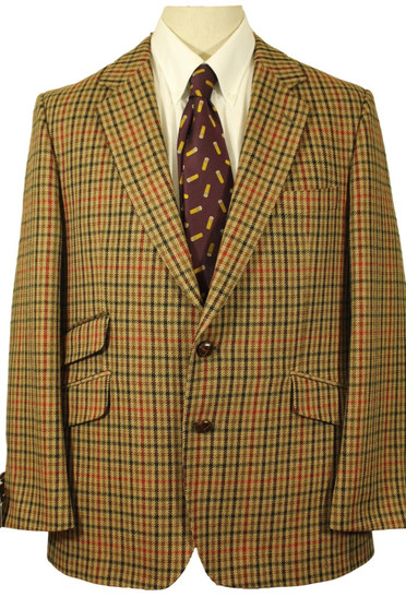 Vtg John G Hardy Check 42" Short Check Country British Tweed Sporting Jacket