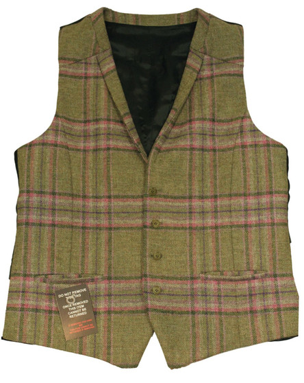 Yourtex Green Windowpane 42" Wool Tweed Waistcoat