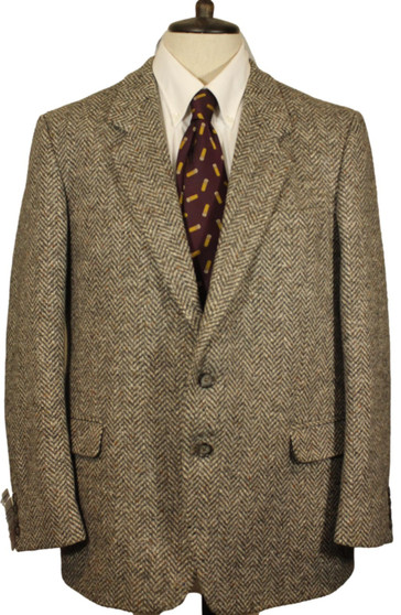 Vintage St Michael 42" Brown Herringbone Thick Tweed Jacket