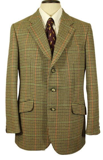 British Vtg Bladen Supasax 40R Tailored Green Mix Tweed Jacket