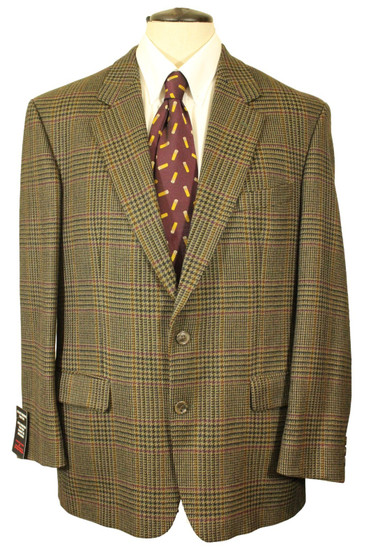 Vintage St Michael 42" Olive Brown Plaid Mens Tweed Jacket