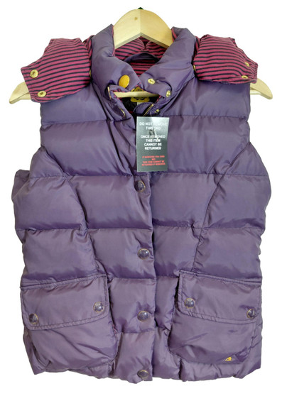 Joules Hooded Purple Size 12 Padded Insulated Vest Bodywarmer Gilet