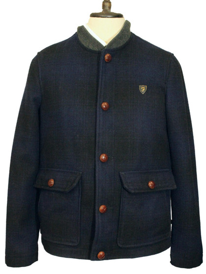 Farah Vintage Small Blue/Green Mix Check Mens Modern Casual Smart Jacket