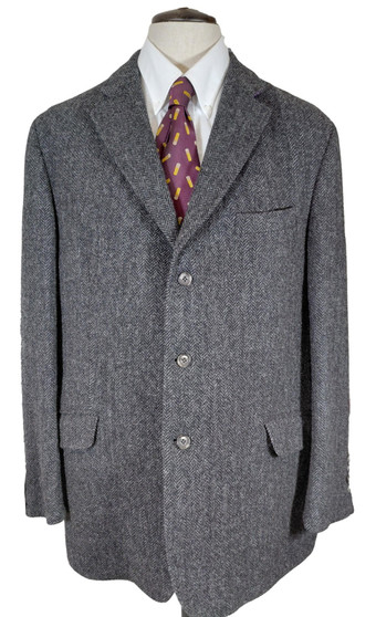 Boden Grey Herringbone 44" Modern Grey Tweed Smart Casual Tweed Jacket
