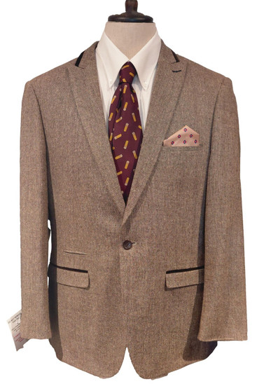 Marc Darcy Brown 42R Mason Modern Mens Smart Formal Tweed Jacket