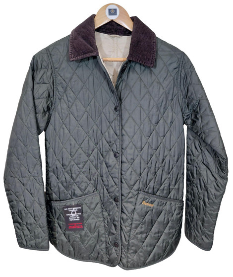 Barbour Shaped Green Liddesdale Size 8 Ladies Country Quilt Jacket