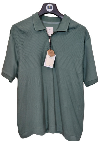 Next Mens Green Large 42-44" Polo Shirt Cotton Top BNWT