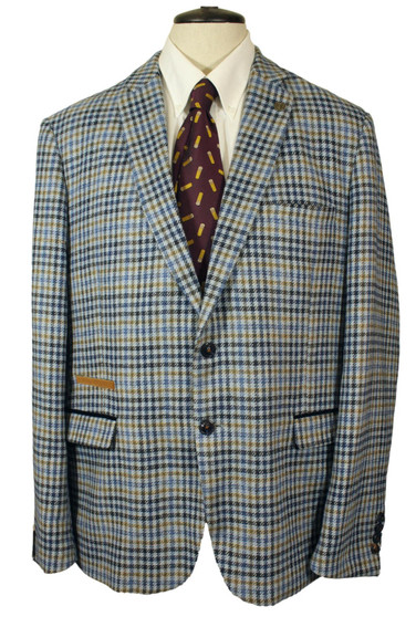 Marc Darcy Blue 48" Blue Tan Watson Modern Tweed Smart Jacket * Long Sleeve*